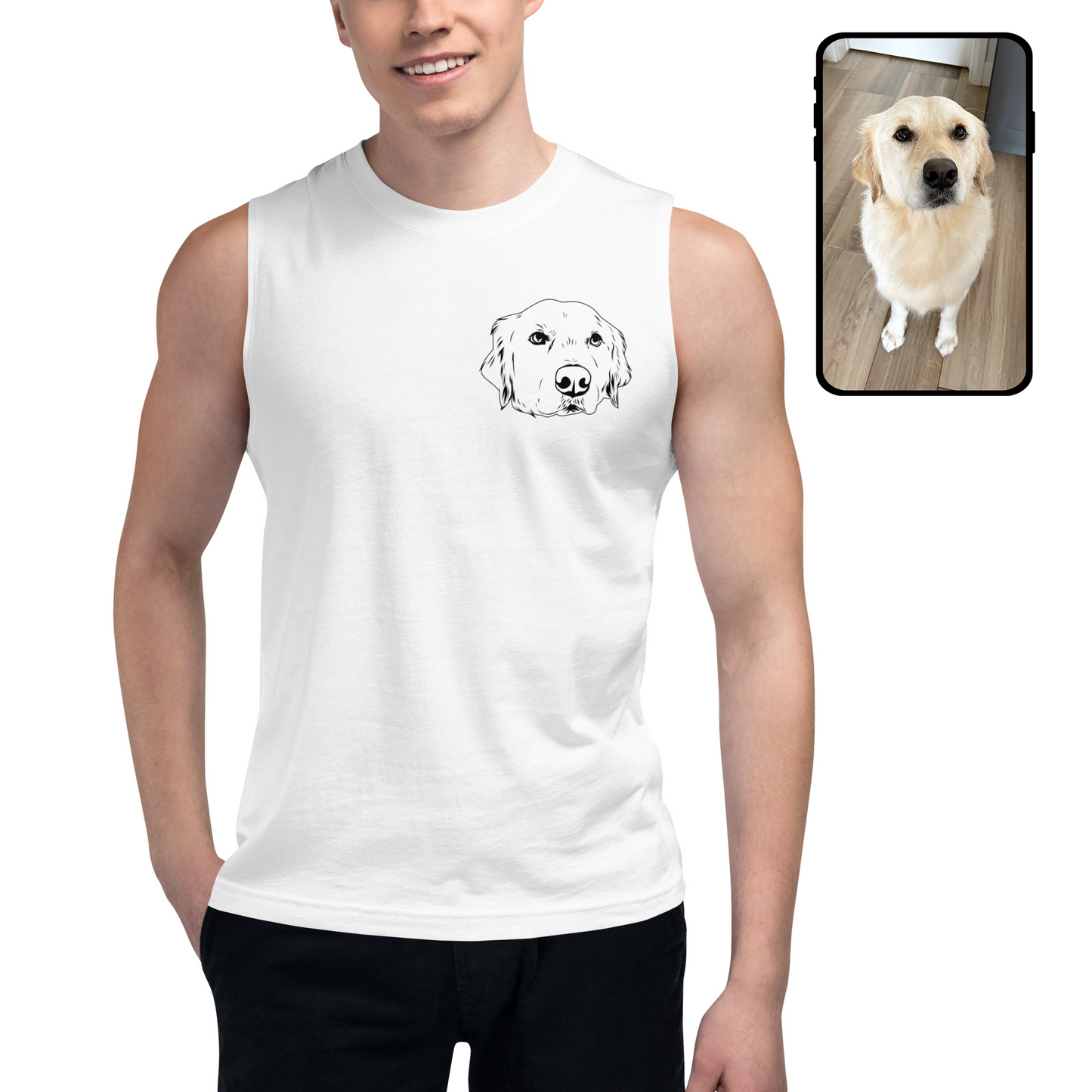 Tanque muscular | Camiseta sin mangas unisex personalizada con diseño de perro