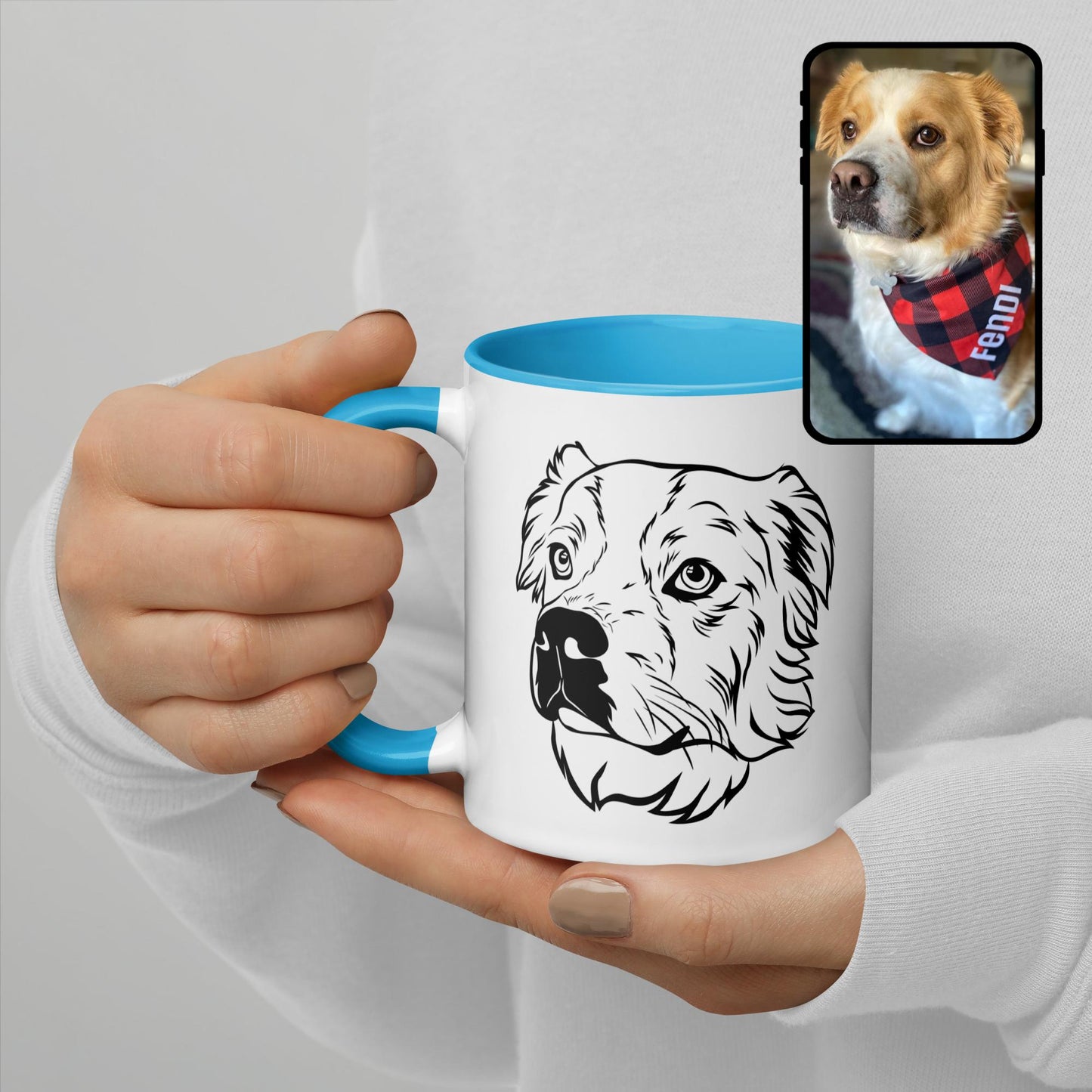 Coffee Mug | Colorful Mug with Custom Dog Line Art