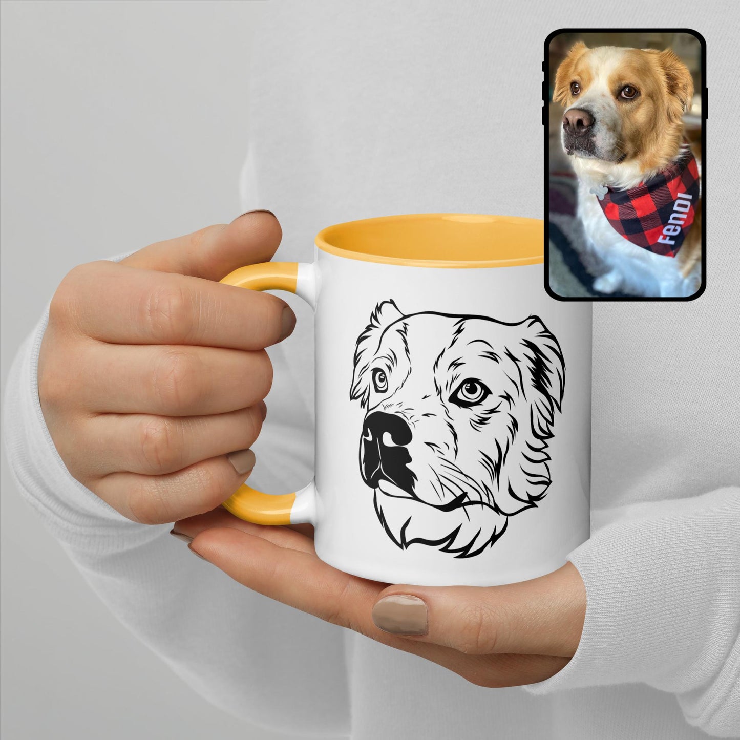 Coffee Mug | Colorful Mug with Custom Dog Line Art
