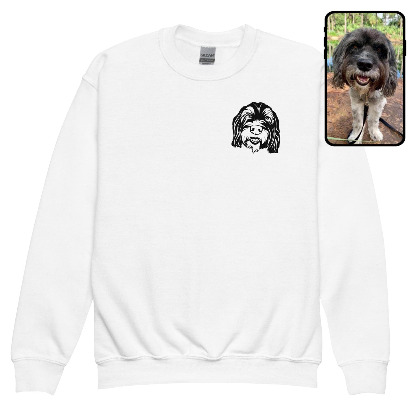 Sudadera con cuello redondo para niños | Sudadera de arte lineal personalizada