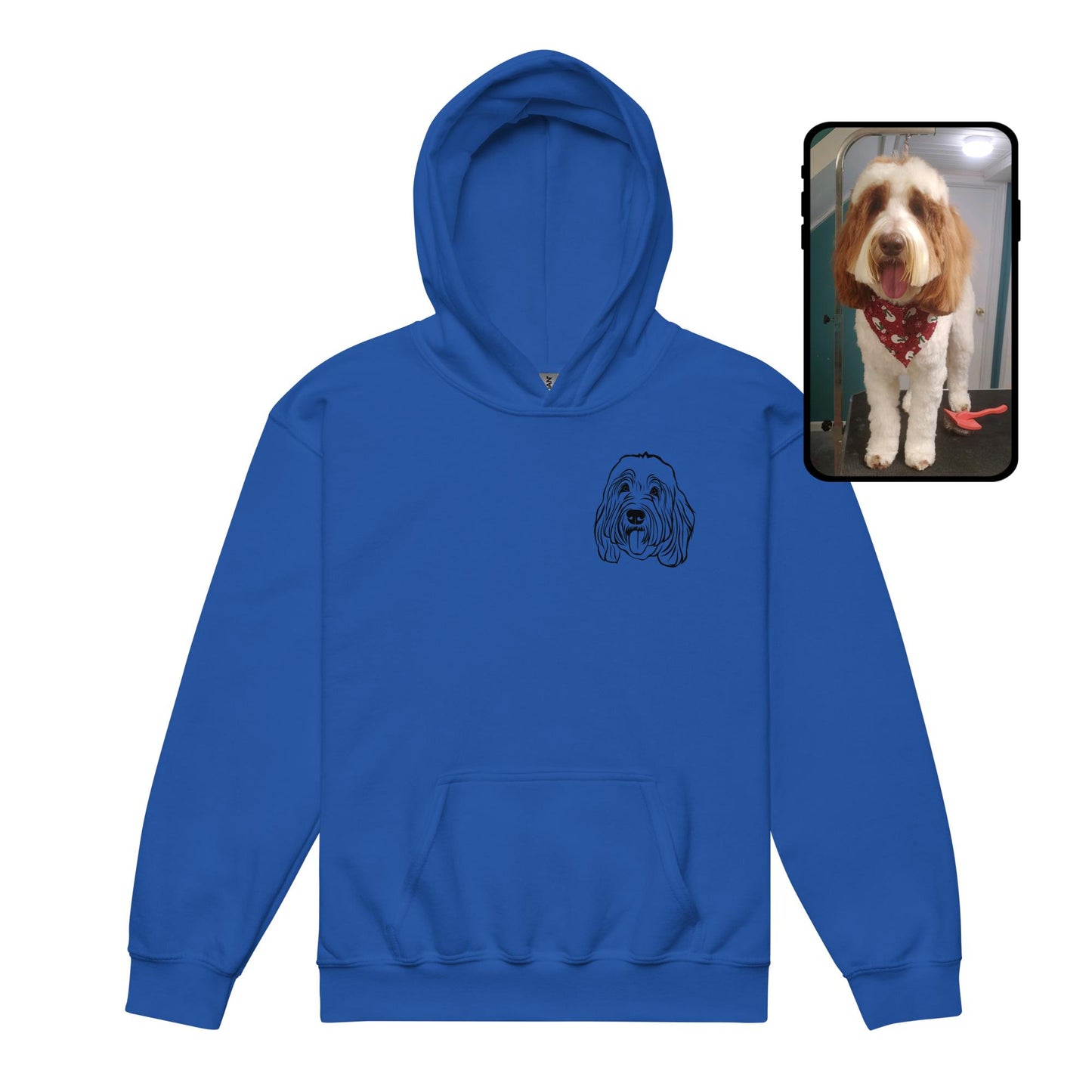 Kids Hoodie | Personalized Line Art Dog Face