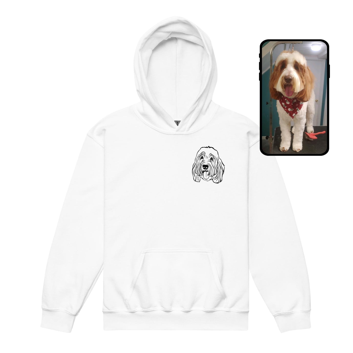 Kids Hoodie | Personalized Line Art Dog Face