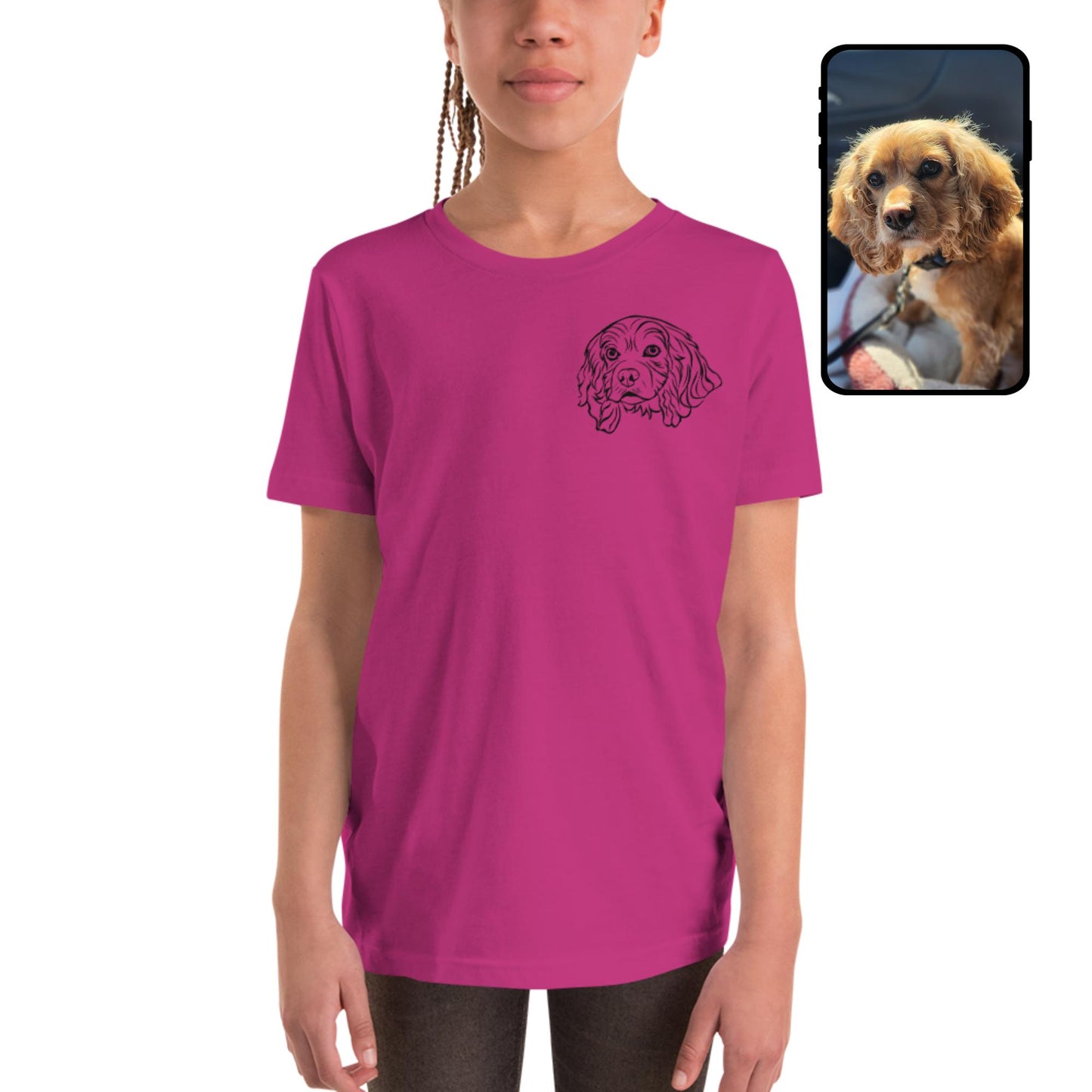 Youth T-Shirt | Custom Pet Face Line Art