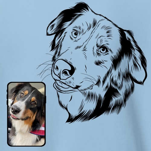 Women's 100% Cotton T-Shirt Custom Dog Line Art featuring personalized pet artwork