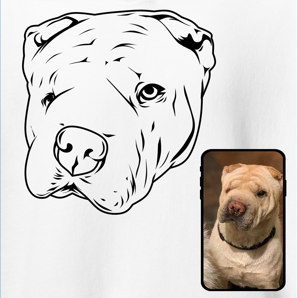 Sweat-shirt à capuche en polaire pour enfants | Dessin au trait de visage de chien personnalisé