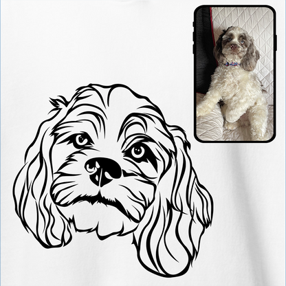 Kids Fleece Hoodie Sweatshirt | Custom Dog Face Line Art