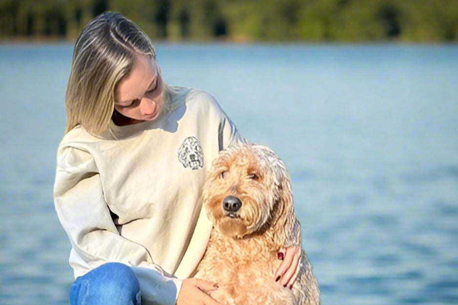 Sweat-shirt à col rond | Dessin au trait personnalisé pour animaux de compagnie
