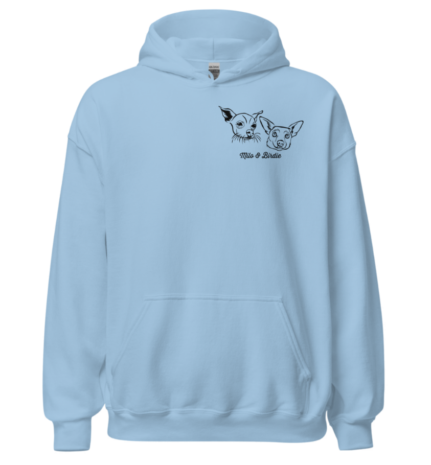 Hoodie Sweatshirt | Personalized Line Art with TWO Dog Faces!