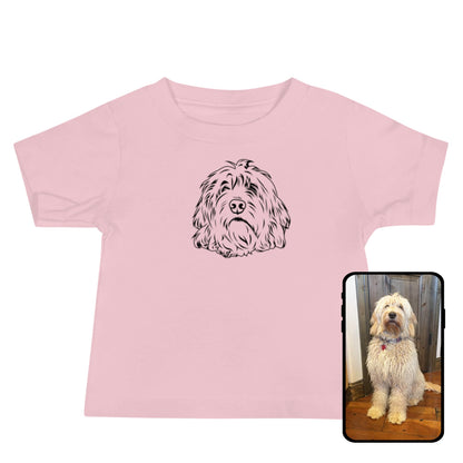 Custom Pet Line Art Baby Short Sleeve Tee in Pink
