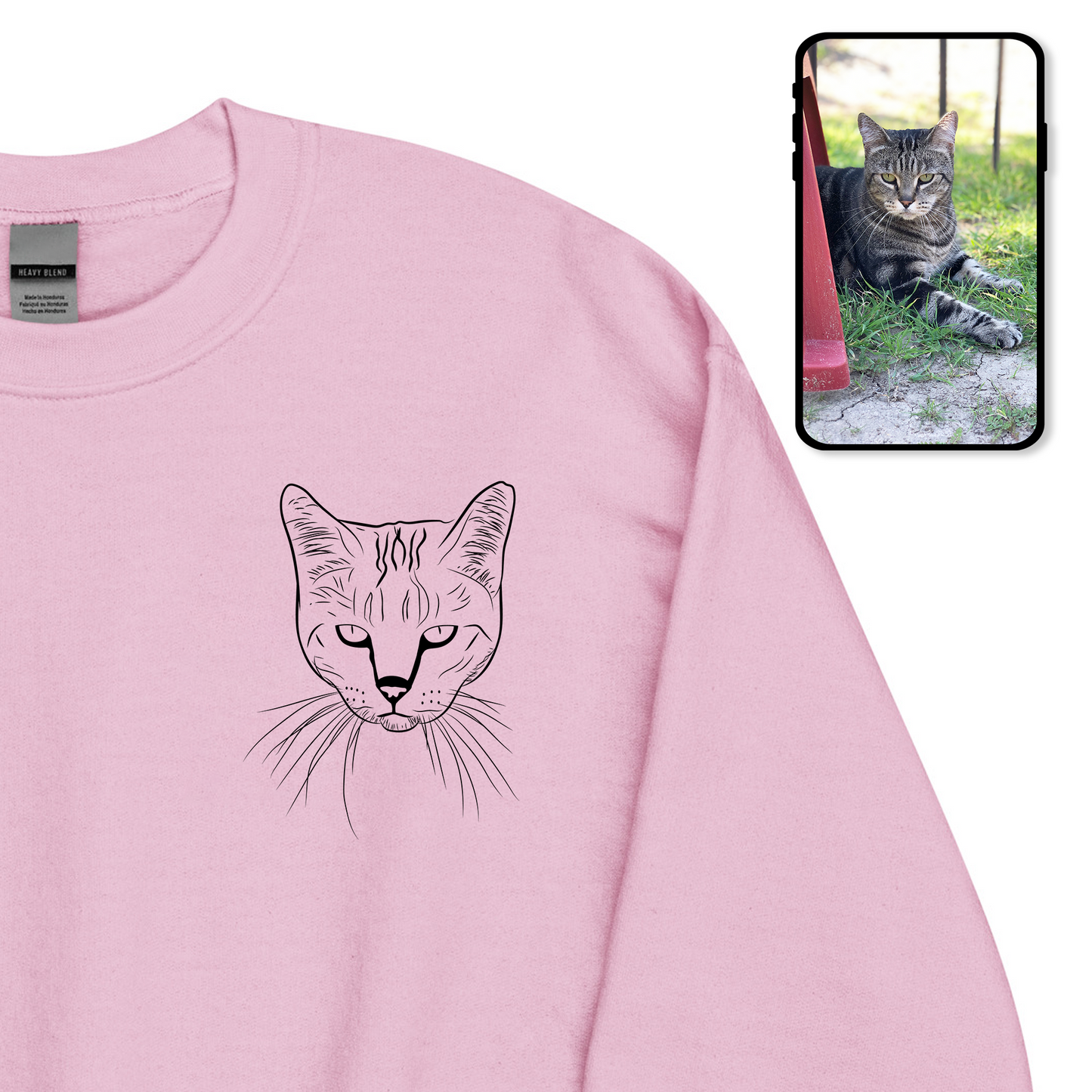 Crew Neck Sweatshirt | Custom Pet Line Art