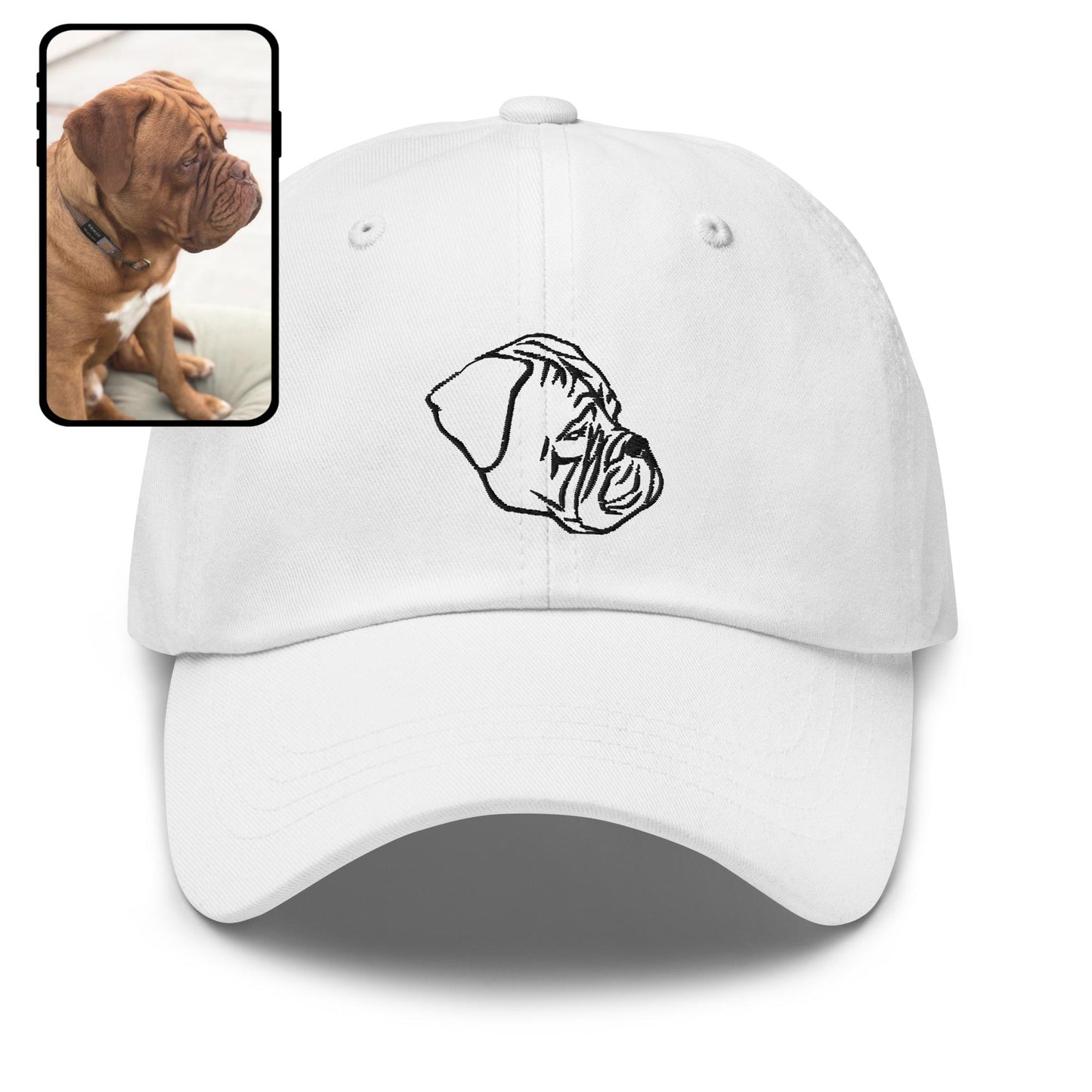 Custom Embroidered Dog Dad Hat White