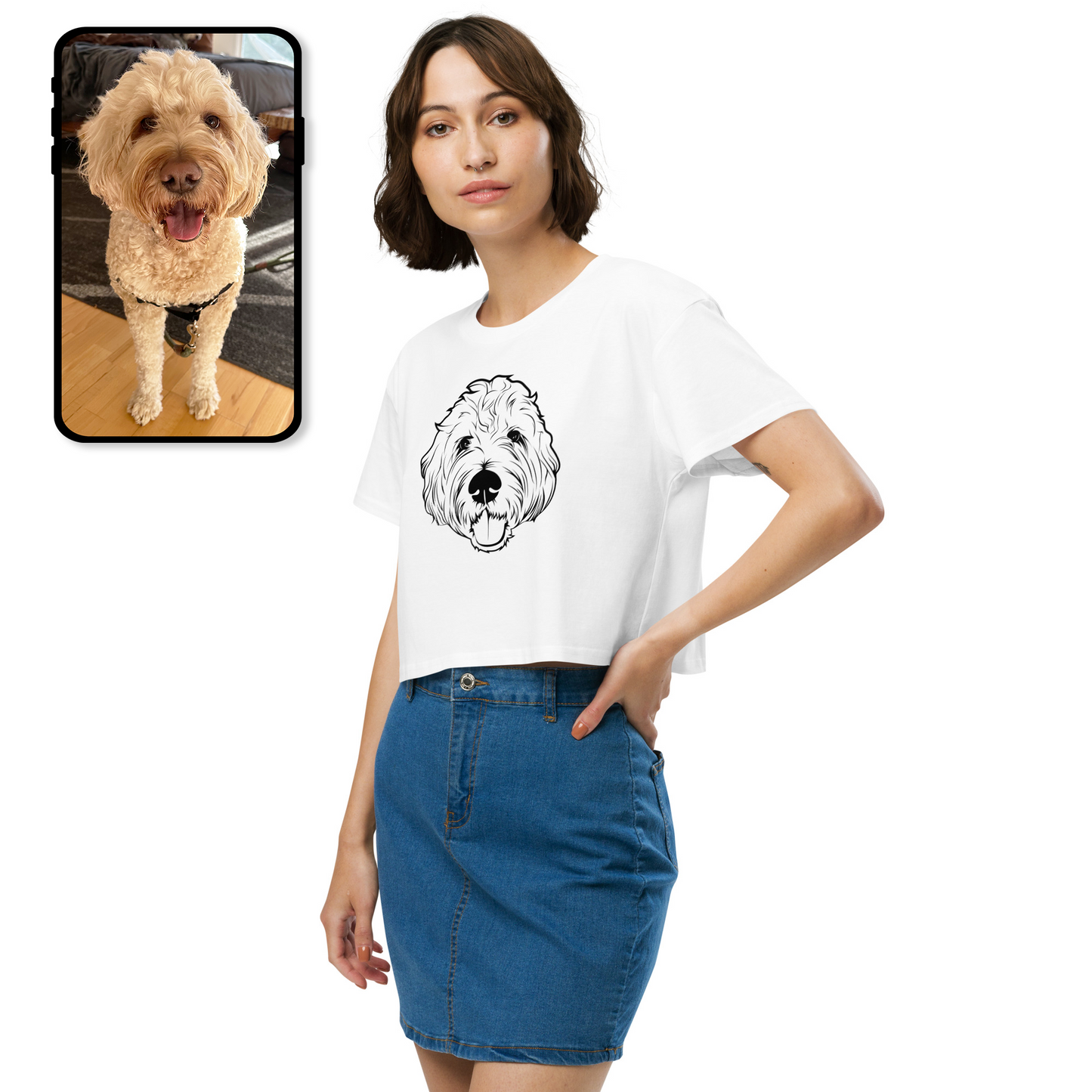 Crop Top | Personalized Pet Line Art T-Shirt