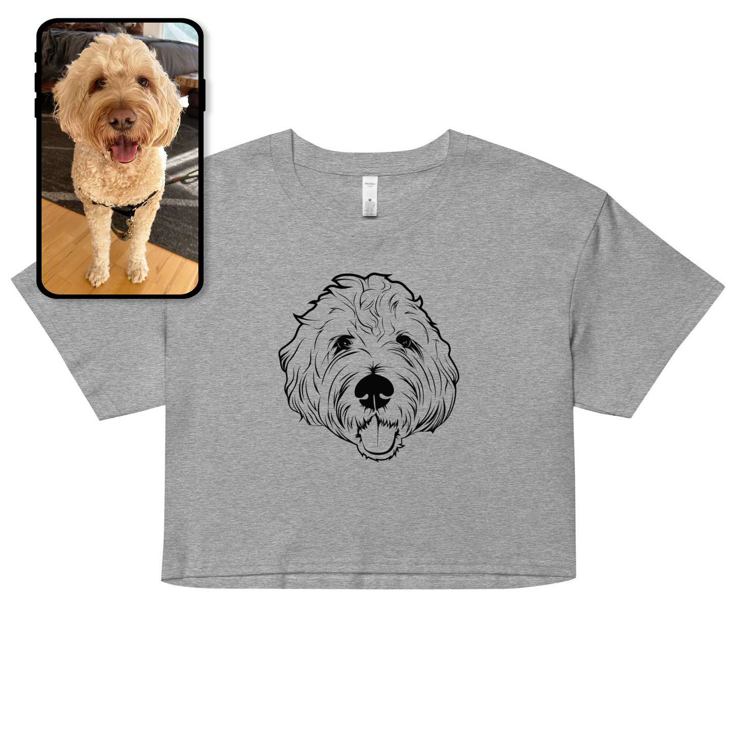 Crop Top | Personalized Pet Line Art T-Shirt