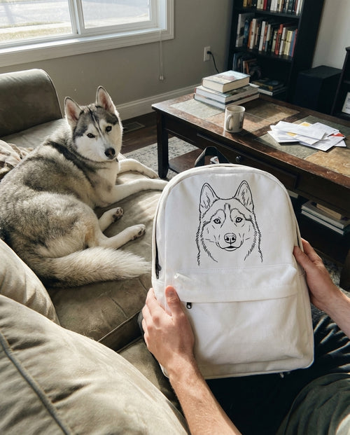 Backpack Custom Line Art featuring a custom pet portrait