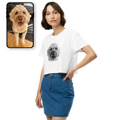 Crop Top | Black & White Personalized Pet Portrait Tee