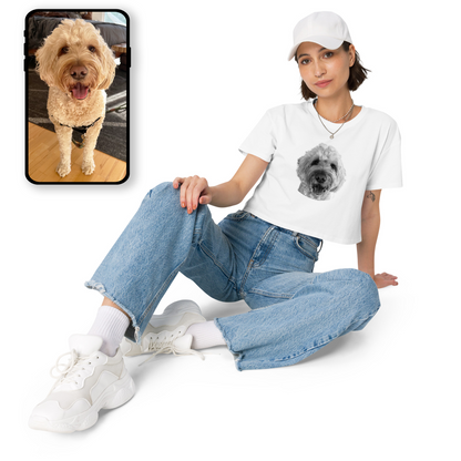 Crop Top | Black & White Personalized Pet Portrait Tee