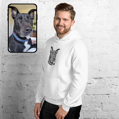 Hoodie Sweatshirt | Black & White Dog Portrait