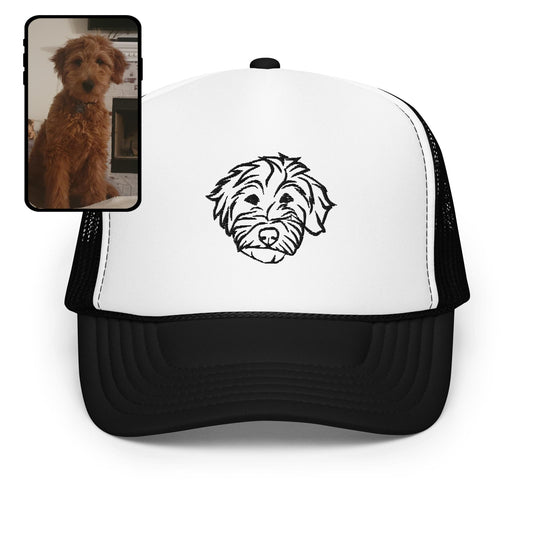 Embroidered Trucker Hat | Personalized Pet Line Art