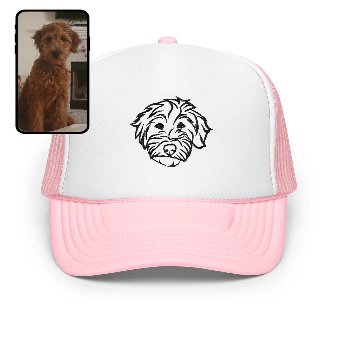 Chapeau de camionneur brodé | Dessin au trait personnalisé pour animaux de compagnie