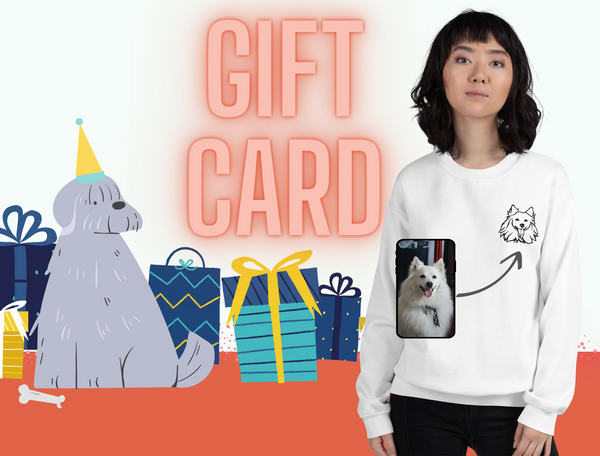 Dilly Dally Dog Co. Digital Gift Card personalized with custom pet line art