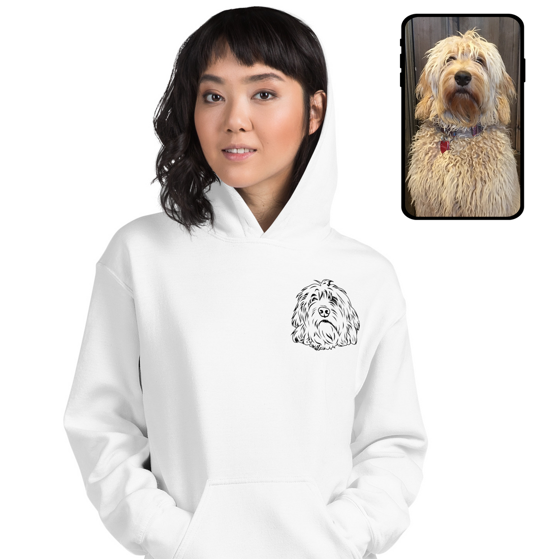Sweat-shirt à capuche | Dessin au trait personnalisé pour animaux de compagnie