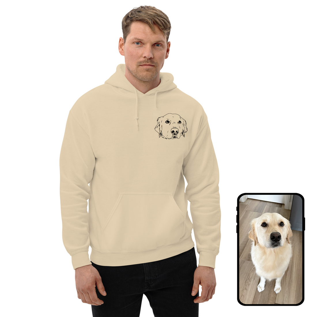 Sweat-shirt à capuche | Dessin au trait personnalisé pour animaux de compagnie