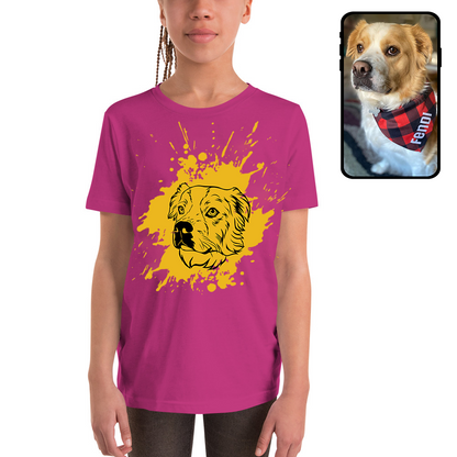 Kids Splash Tee | Custom Dog Face Line Art