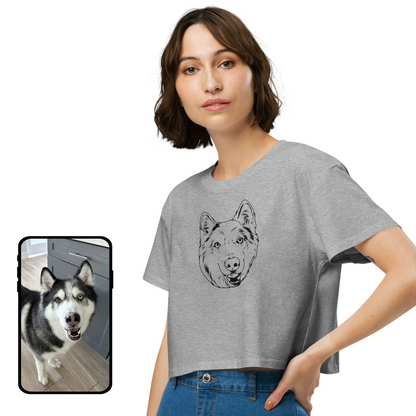 Crop Top | Personalized Pet Line Art T-Shirt