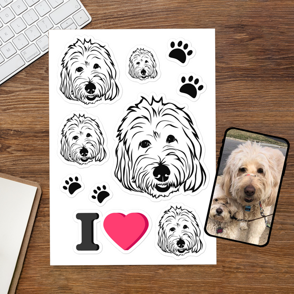 Dog Face Decal Stickers for Cars And Other Items personalized with custom pet line art