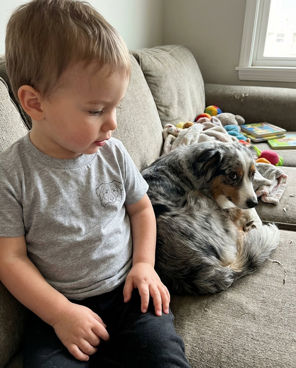 Toddler's T-Shirt 100% Cotton Personalized Dog Shirt with a custom pet portrait on the left chest