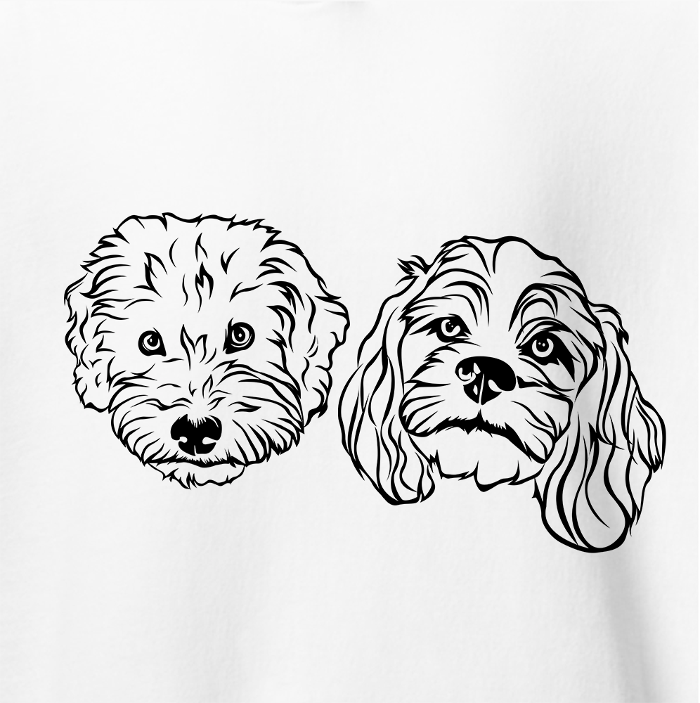 Sweat-shirt à capuche | Dessin au trait personnalisé avec DEUX visages de chien !