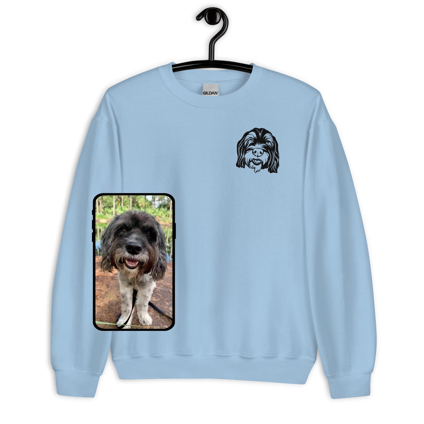 Sudadera con cuello redondo | Arte lineal personalizado para mascotas