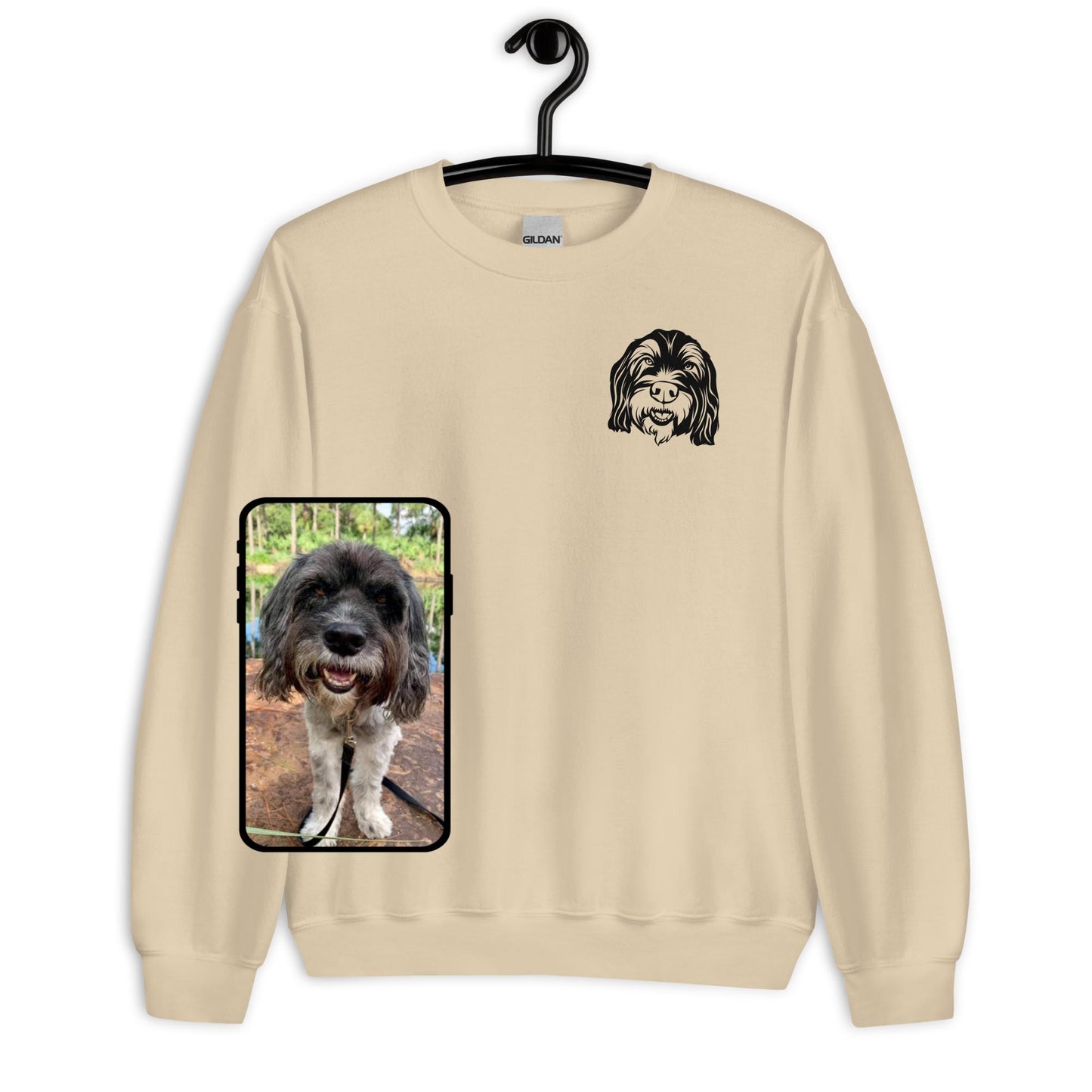 Sudadera con cuello redondo | Arte lineal personalizado para mascotas