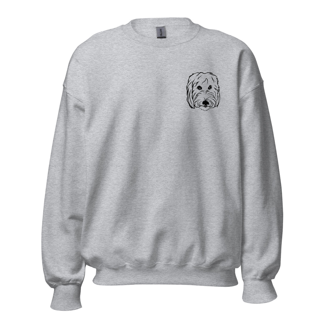 Sweat-shirt à col rond | Dessin au trait personnalisé pour animaux de compagnie