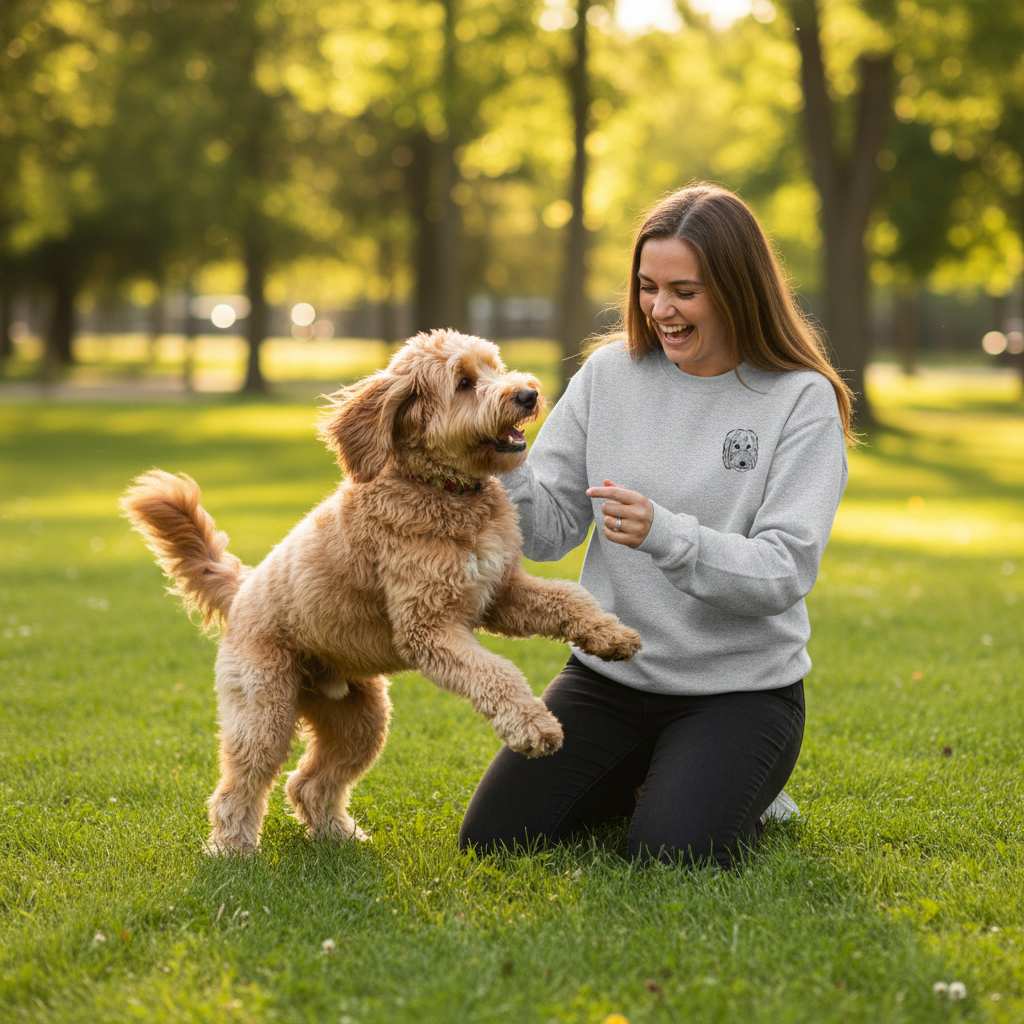 Sweat-shirt à col rond | Dessin au trait personnalisé pour animaux de compagnie