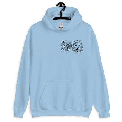 Hoodie Sweatshirt | Personalized Line Art with TWO Dog Faces!