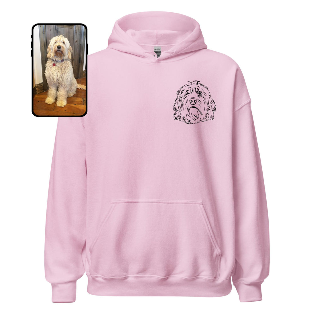 Sweat-shirt à capuche | Dessin au trait personnalisé pour animaux de compagnie