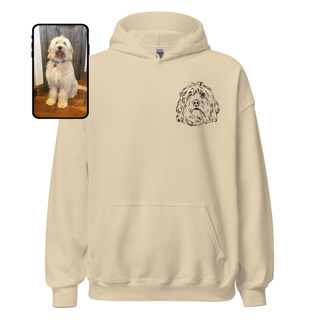 Sweat-shirt à capuche | Dessin au trait personnalisé pour animaux de compagnie