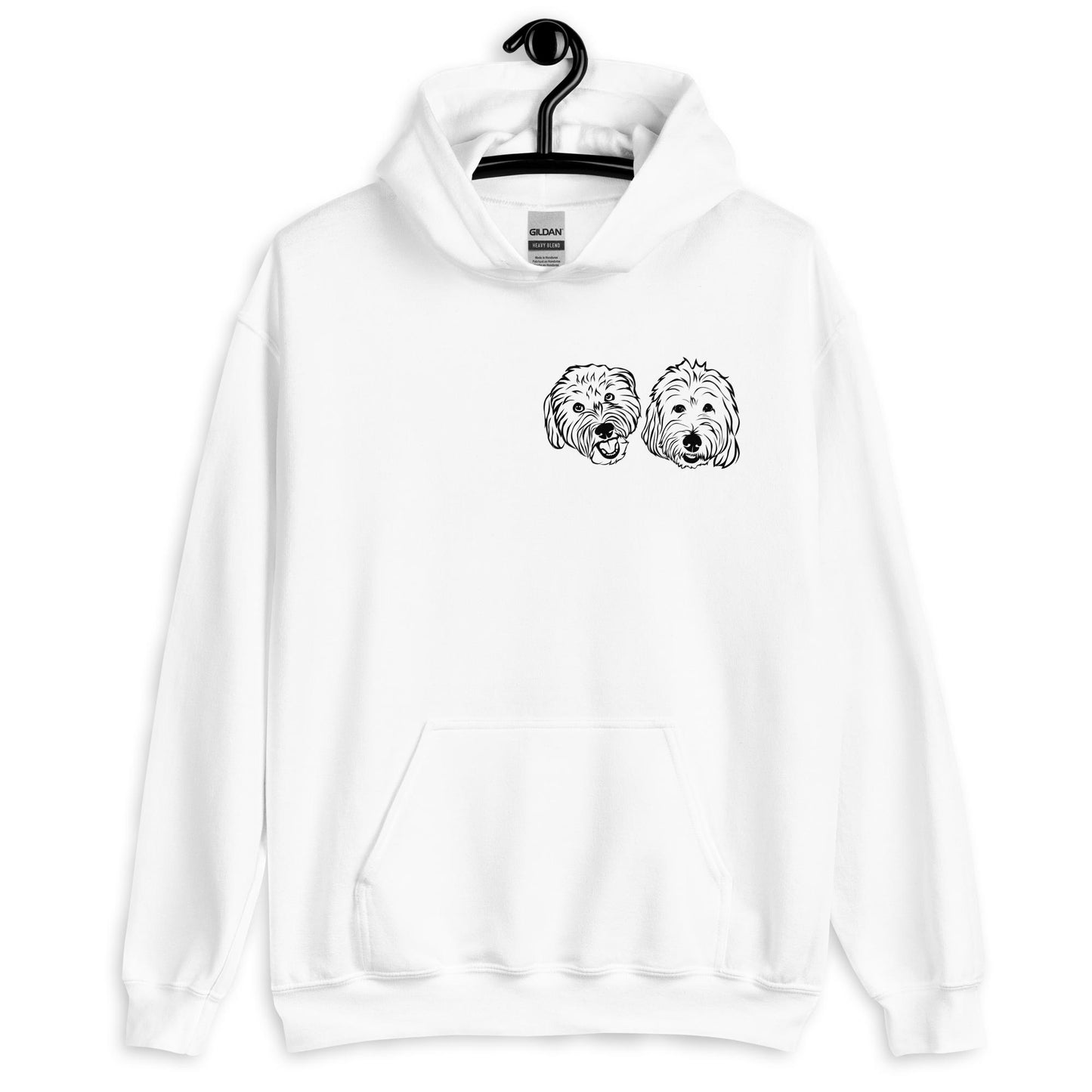 Hoodie Sweatshirt | Personalized Line Art with TWO Dog Faces!