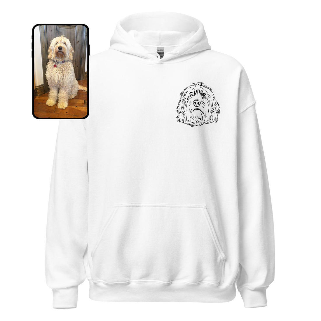 Sweat-shirt à capuche | Dessin au trait personnalisé pour animaux de compagnie
