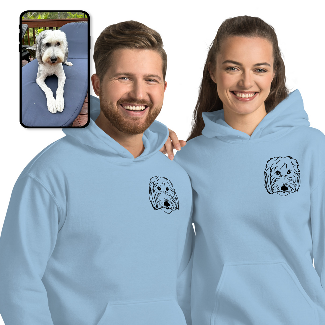 Sweat-shirt à capuche | Dessin au trait personnalisé pour animaux de compagnie