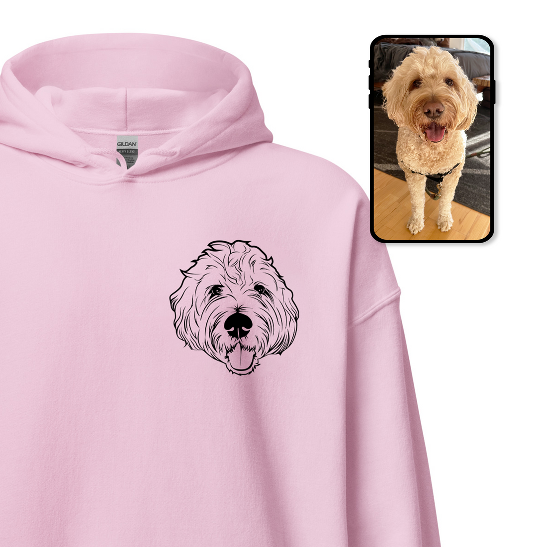 Sweat-shirt à capuche | Dessin au trait personnalisé pour animaux de compagnie