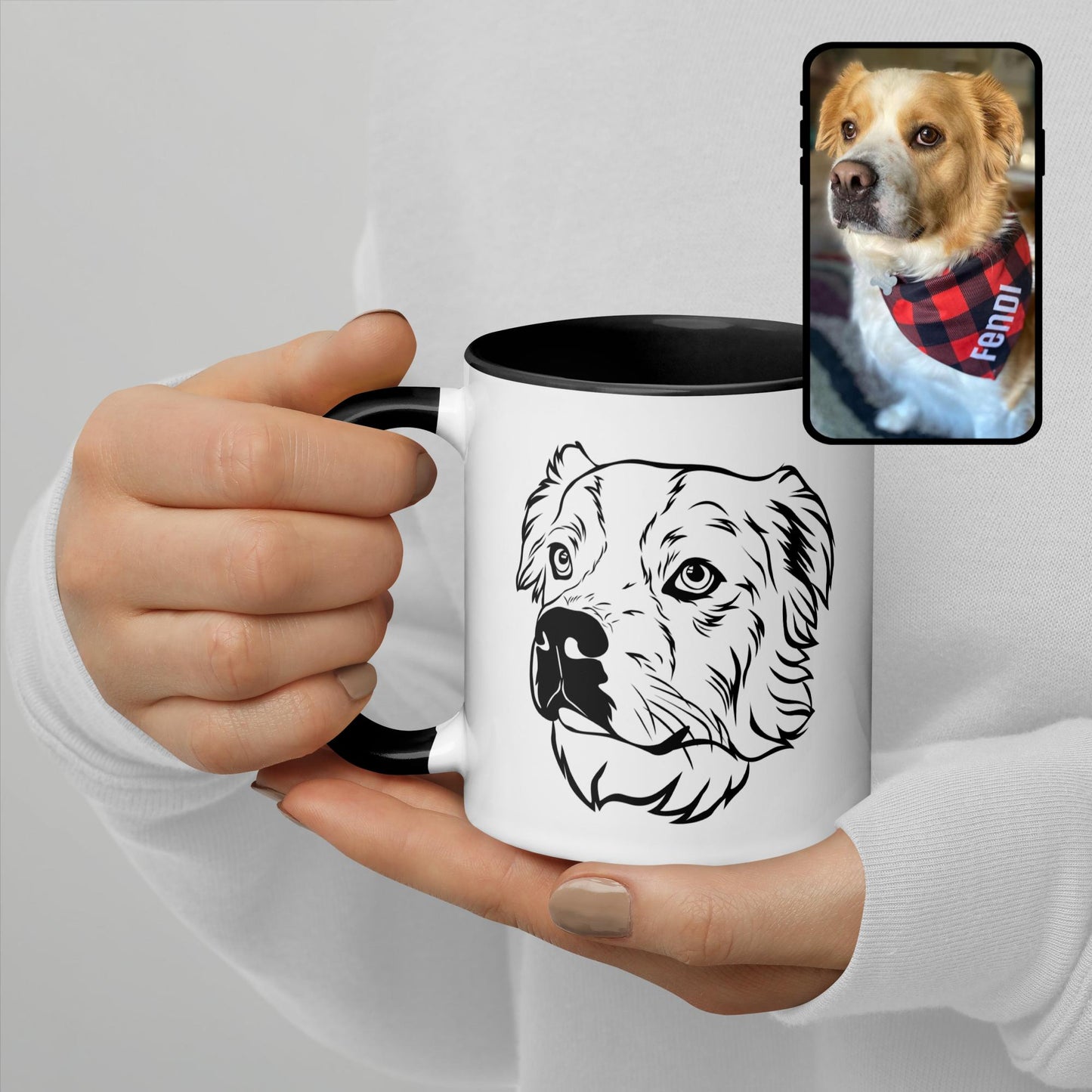 Coffee Mug | Colorful Mug with Custom Dog Line Art