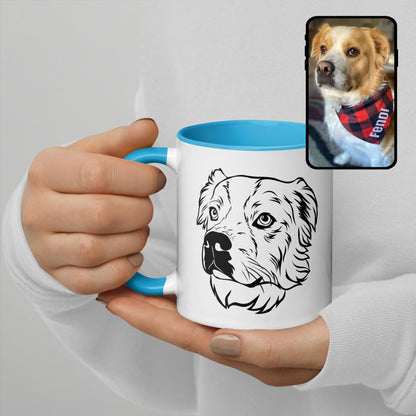 Coffee Mug | Colorful Mug with Custom Dog Line Art