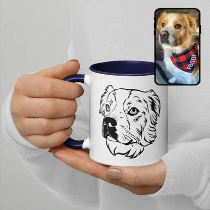 Coffee Mug | Colorful Mug with Custom Dog Line Art