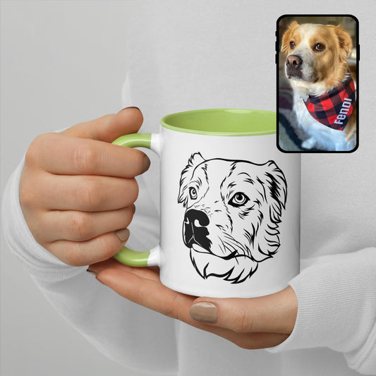 Coffee Mug | Colorful Mug with Custom Dog Line Art