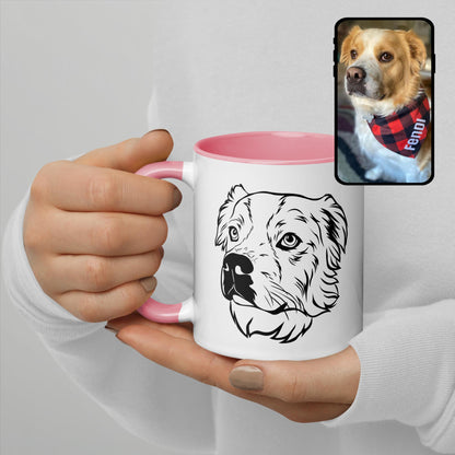 Coffee Mug | Colorful Mug with Custom Dog Line Art