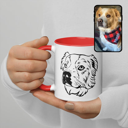 Coffee Mug | Colorful Mug with Custom Dog Line Art