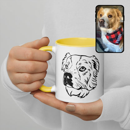 Coffee Mug | Colorful Mug with Custom Dog Line Art