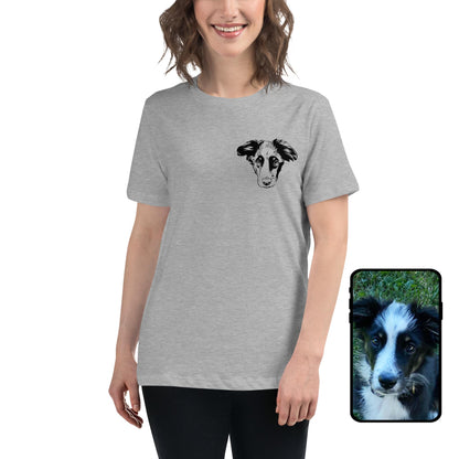 Women's 100% Cotton T-Shirt | Custom Dog Line Art